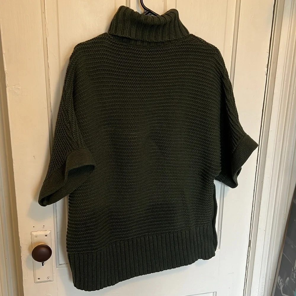J. Crew Turtleneck Poncho Sweater in Dark Green - Picture 7 of 9